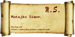 Matejko Simon névjegykártya